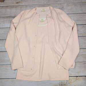 Peck & Peck Women's Cashmere Sweater Set Pink Large | Romantic Soft Normcore